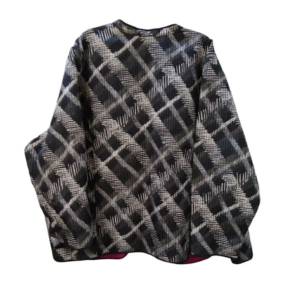 Catherines Jacket Women's 5X Black Reversible QUILTED Long Sleeve Open Front NWT